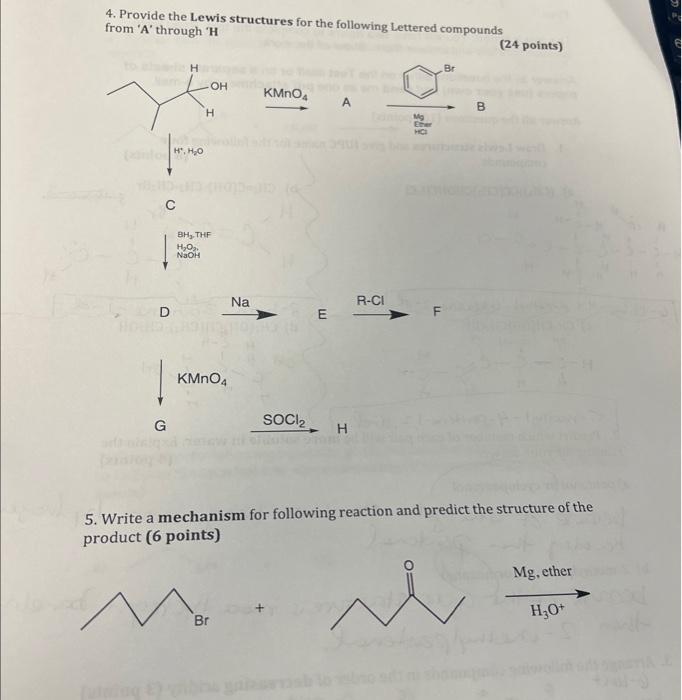 Solved 4. Provide the Lewis structures for the following | Chegg.com