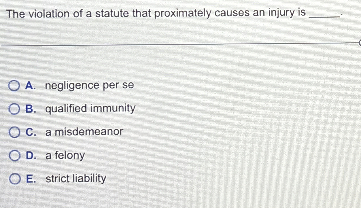 Solved The violation of a statute that proximately causes an