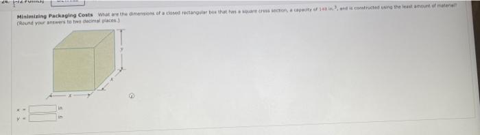 Solved PA Minimizing Packaging Costs What are the dimensions | Chegg.com