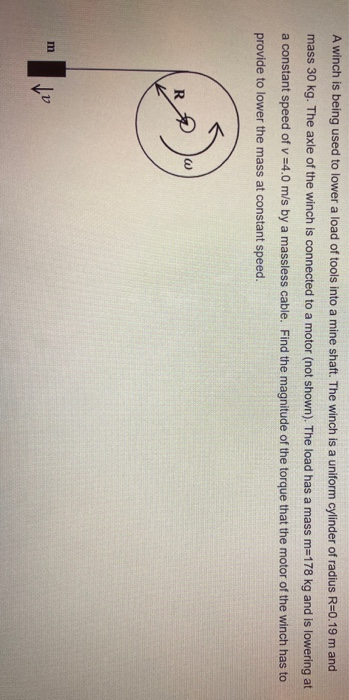 Solved A Winch Is Being Used To Lower A Load Of Tools Into A | Chegg.com