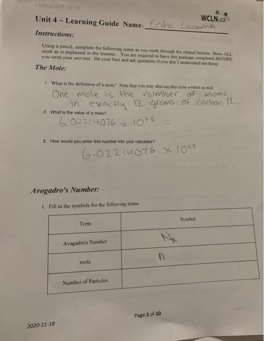 Solved WCLN.ca Unit 4 - Learning Guide Name: Eesha Cheema | Chegg.com