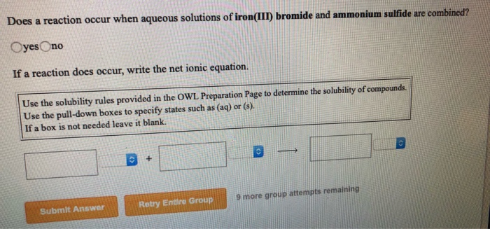 Solved Does A Reaction Occur When Aqueous Solutions Of Al