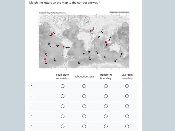 Solved Match the letters on the map to the correct answer. | Chegg.com
