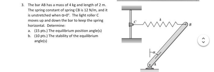 Solved 3. The Bar AB Has A Mass Of 4 Kg And Length Of 2 M. | Chegg.com