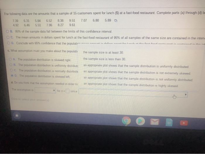 Solved The following data are the amounts that a sample of | Chegg.com