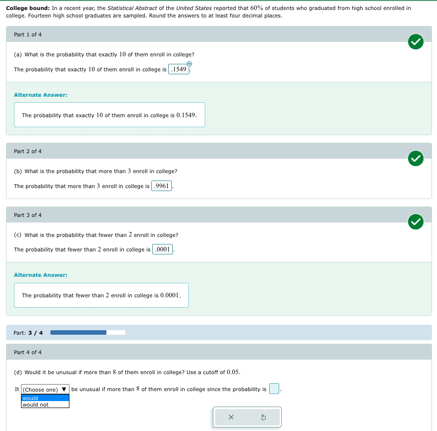 Solved College bound: In a recent year, the Statistical | Chegg.com