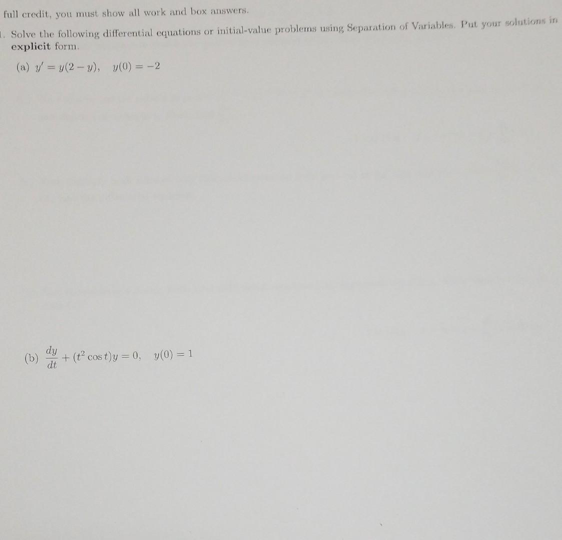 Solved full credit, you must show all work and box answers. | Chegg.com