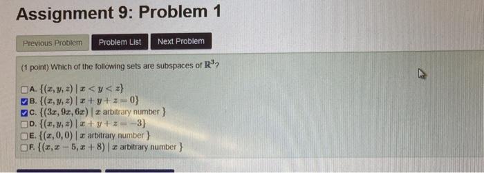 Solved Assignment 9: Problem 1 Previous Problem Problem List | Chegg.com