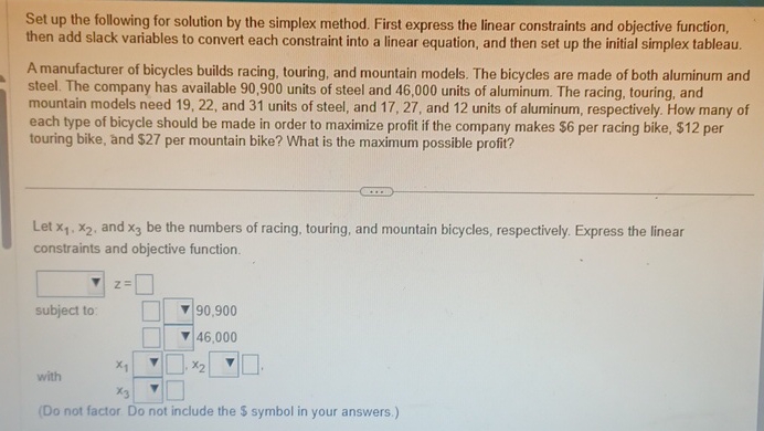 Cycling Example Simplex Solved by an EXPERT Set up the following for solution by the simplex ...
