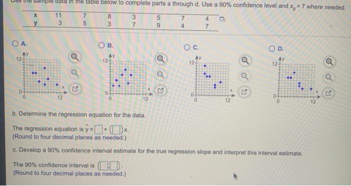 Solved e sample data in the table below to complete parts a | Chegg.com