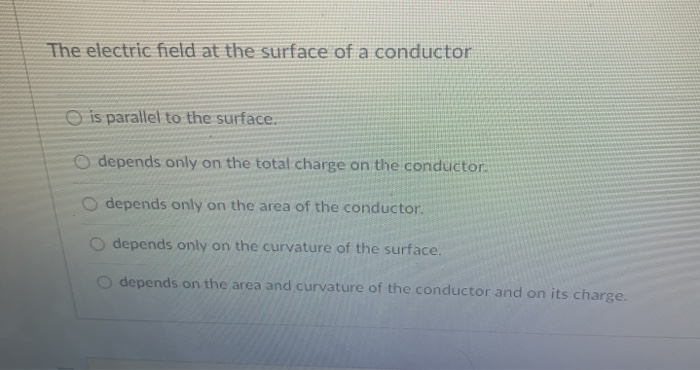 Solved The electric field at the surface of a conductor | Chegg.com