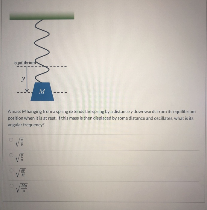 Solved equilibrium M A mass M hanging from a spring extends | Chegg.com