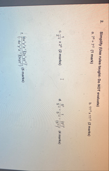 Solved Simplify (Use rules taught- ﻿Do NOT | Chegg.com