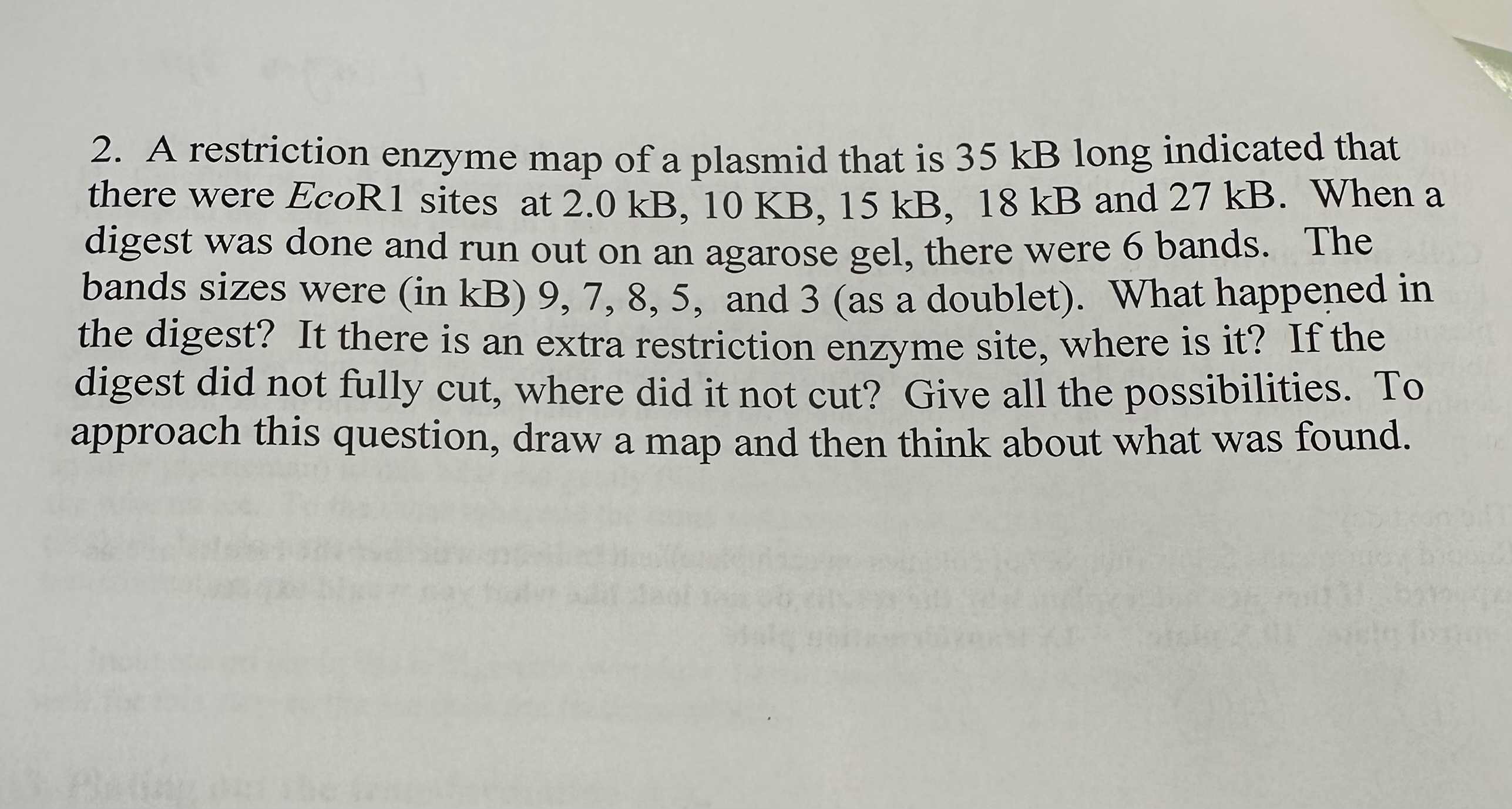 Solved A restriction enzyme map of a plasmid that is 35kB | Chegg.com