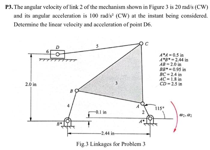 Solved P3. The angular velocity of link 2 of the mechanism | Chegg.com