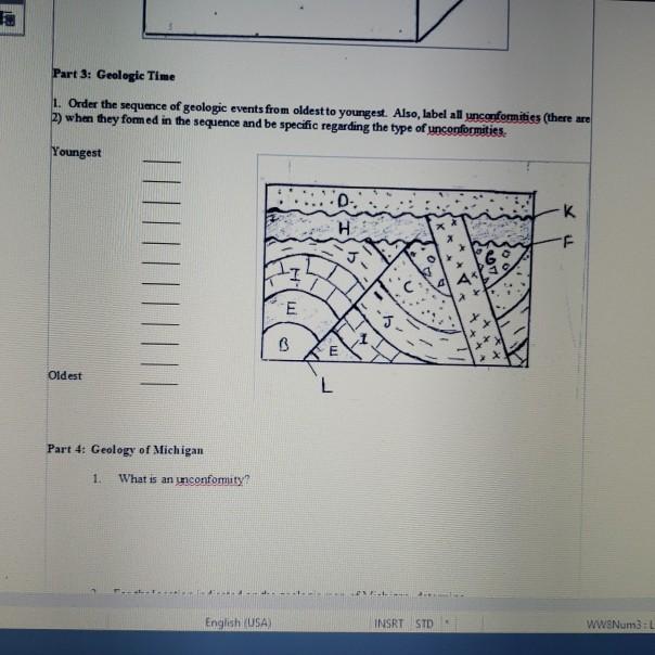 Solved Part 3: Geologic Time 1. Order the sequence of | Chegg.com