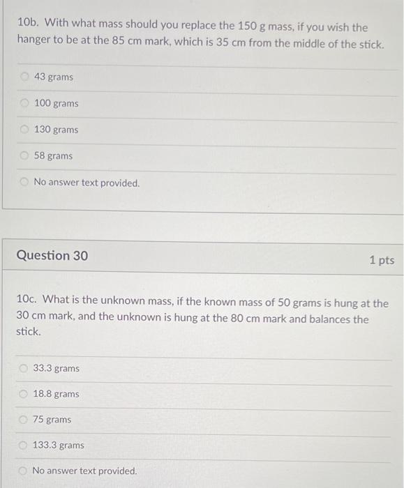 in each of the questions, a meter stick is balanced | Chegg.com