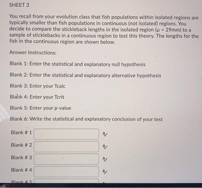 Solved SHEET 3 You recall from your evolution class that | Chegg.com