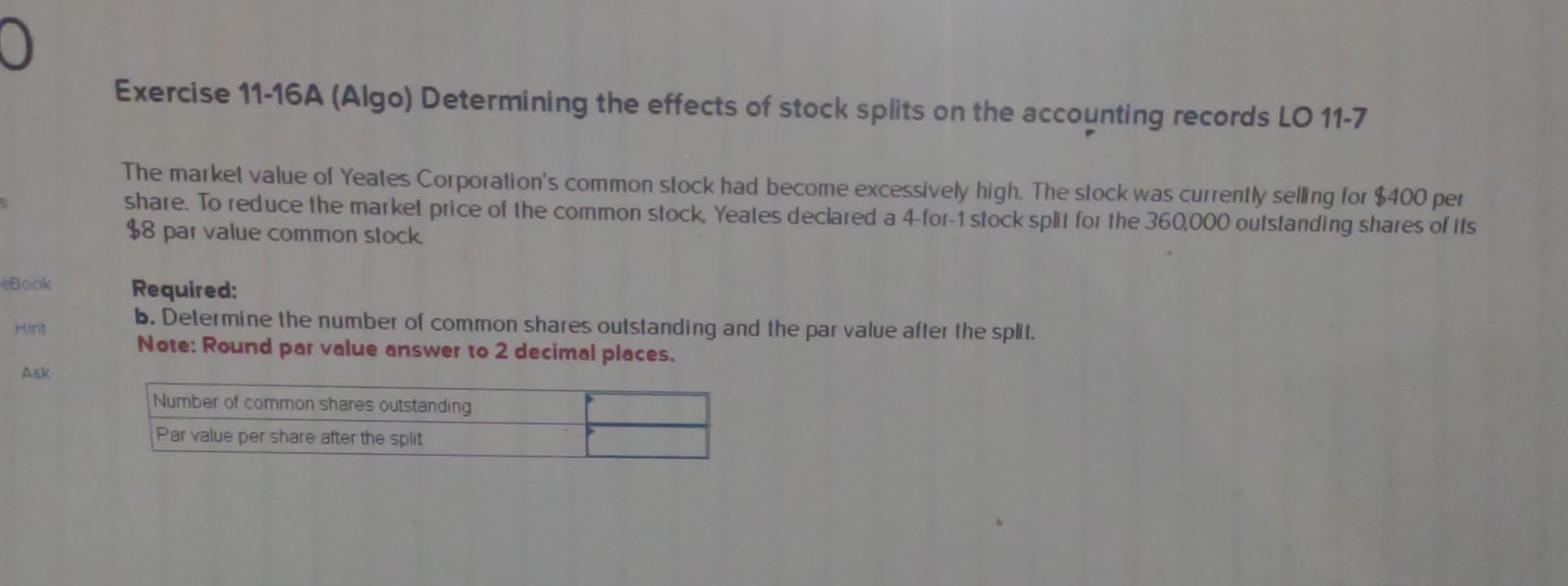 Solved Exercise 11-16A (Algo) Determining the effects of | Chegg.com
