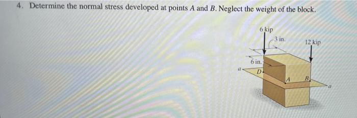 Solved 4. Determine the normal stress developed at points A | Chegg.com
