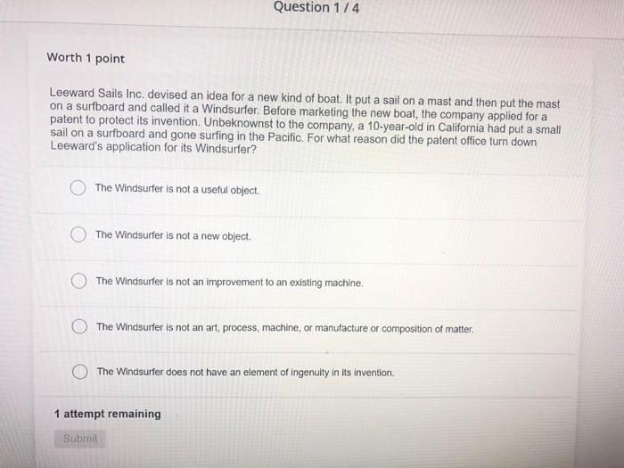 Solved Question 3/5 Worth 1 point Which of the following is | Chegg.com