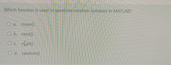 Solved Which function is used to generate random numbers in | Chegg.com