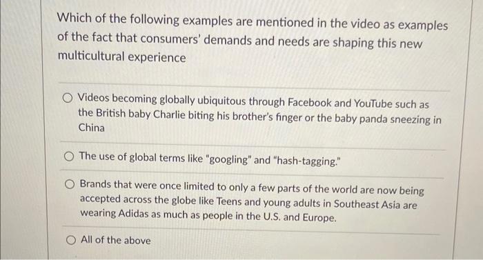 Which of the following examples are mentioned in the | Chegg.com