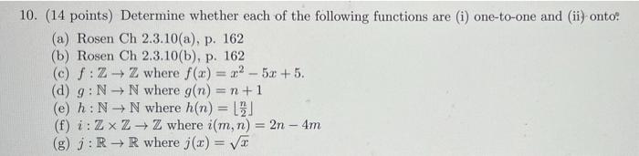 Solved 10. (14 points) Determine whether each of the | Chegg.com