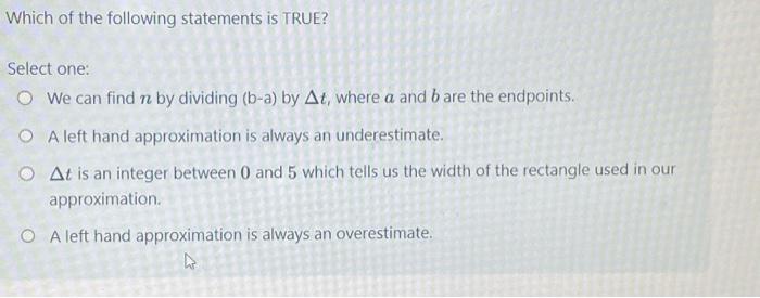 Solved Which Of The Following Statements Is TRUE? Select | Chegg.com