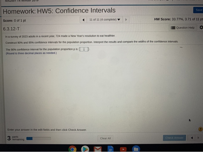 Solved Save Homework: HW5: Confidence Intervals Score: 0 of | Chegg.com