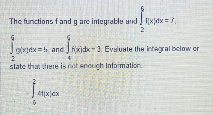 Solved 6 The functions f and g are integrable and J | Chegg.com