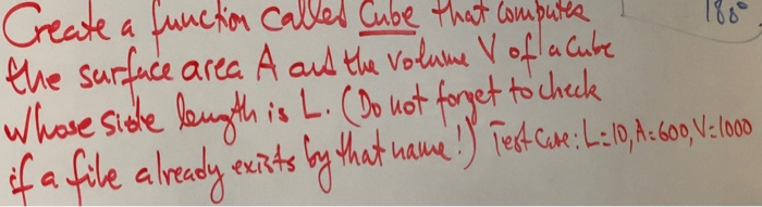 Solved Create a function called Cube that compures the | Chegg.com