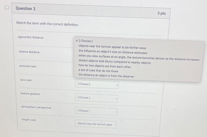 Solved Question 3 3 pts Match the term with the correct | Chegg.com
