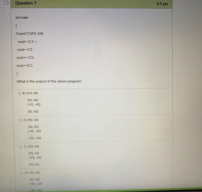 Solved D Question 6 0.5 pts Suppose there is a class named | Chegg.com