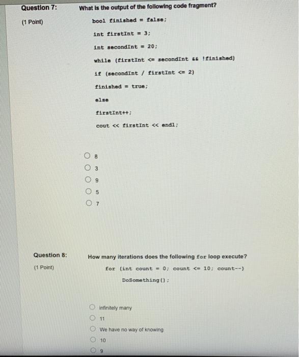 Solved Question 7: What is the output of the following code | Chegg.com