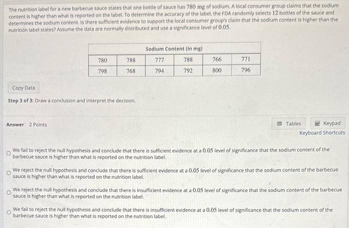 Solved The Nutrition Label For A New Barbecue Sauce States | Chegg.com