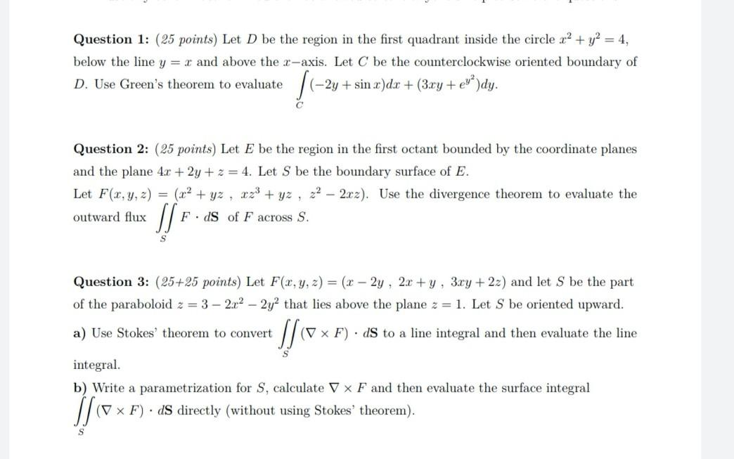 Solved Question 1 25 Points Let D Be The Region In The Chegg Com