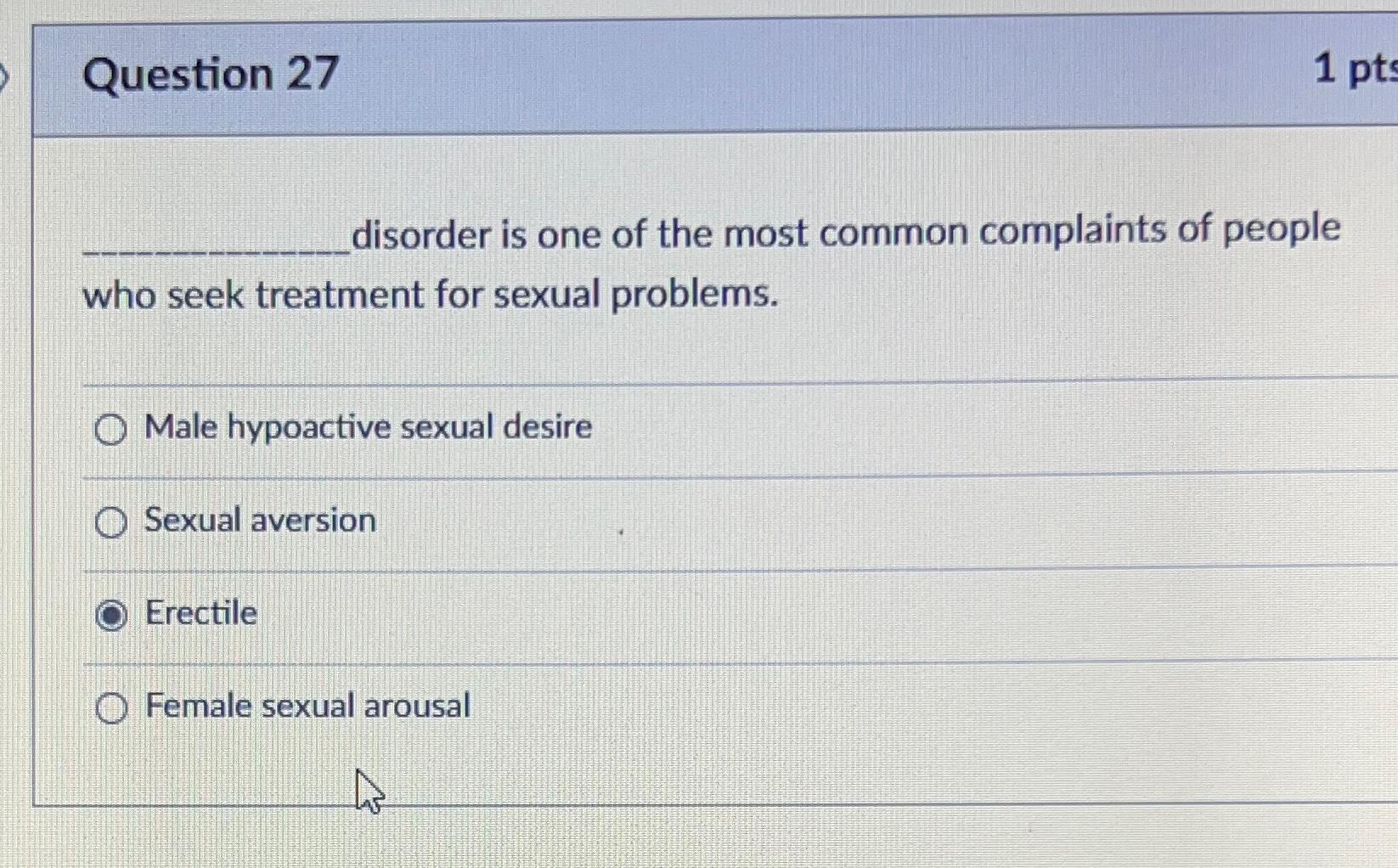 Solved Question 271ptsdisorder is one of the most common Chegg