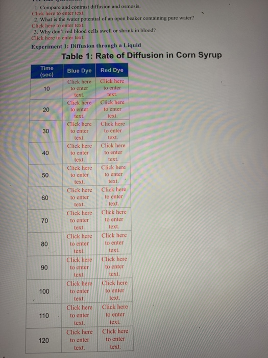 Solved 1. Compare and contrast diffusion and osmosis. Click | Chegg.com