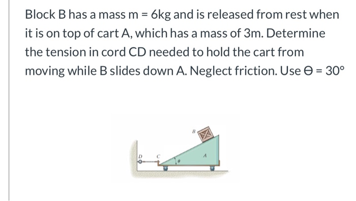 Solved Block B Has A Mass M 6kg And Is Released From Rest Chegg Com