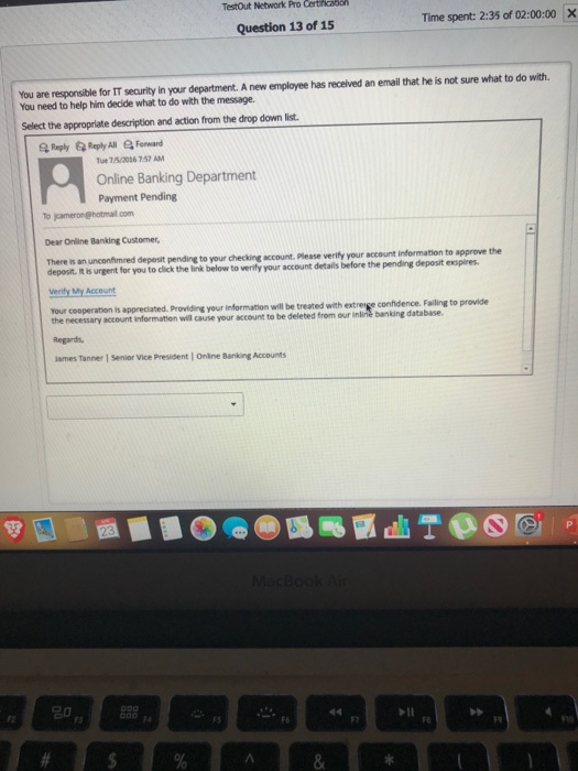 Solved TestOut Network Pro Certhcacion Question 13 of 15