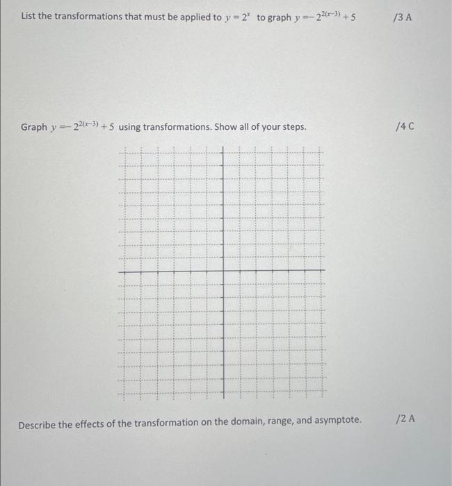 Solved List the transformations that must be applied to y = | Chegg.com