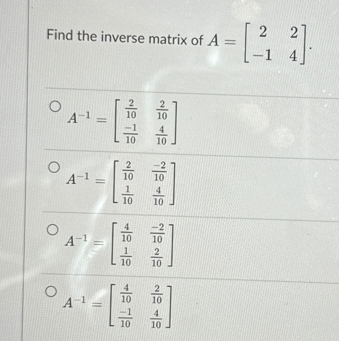Solved Find the inverse matrix of | Chegg.com