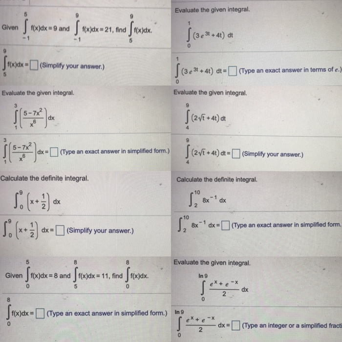 Solved Evaluate The Given Integral. 1 Given (x)dx = 9 And | | Chegg.com