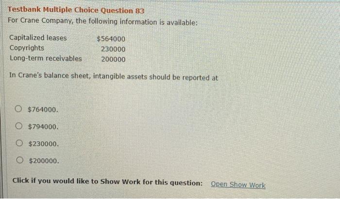 Solved Testbank Multiple Choice Question 83 For Crane | Chegg.com