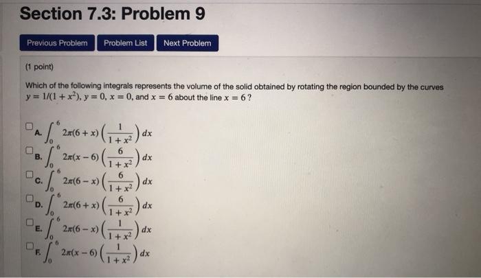 Solved Section 7.3: Problem 9 Previous Problem Problem List | Chegg.com