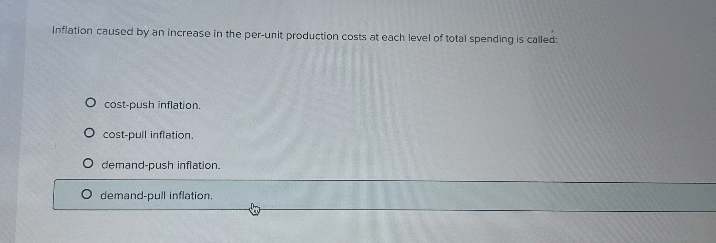 Solved Inflation caused by an increase in the per-unit | Chegg.com