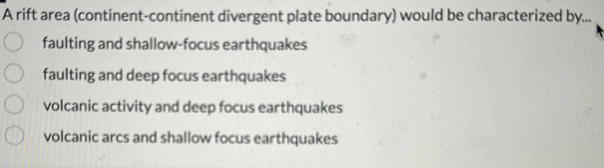 Solved A rift area (continentcontinent divergent plate