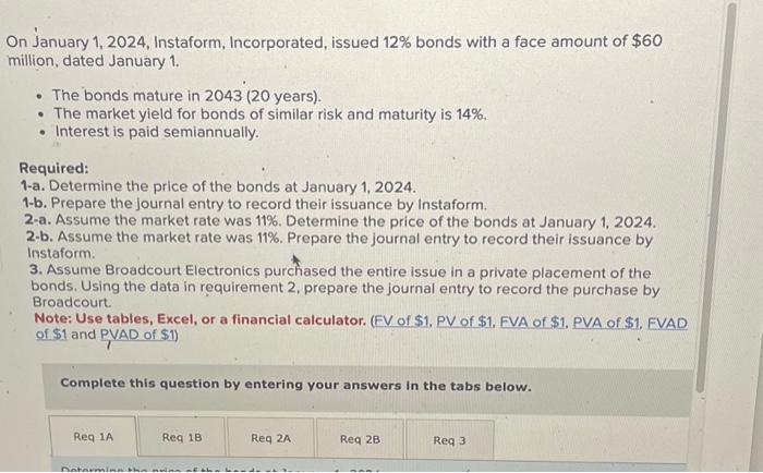 On January 1 2024 Instaform Incorporated Issued Chegg Com   Image