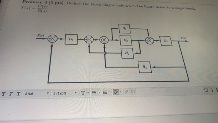Solved Problem 4 [5 pts]: Reduce the block diagram shown in | Chegg.com